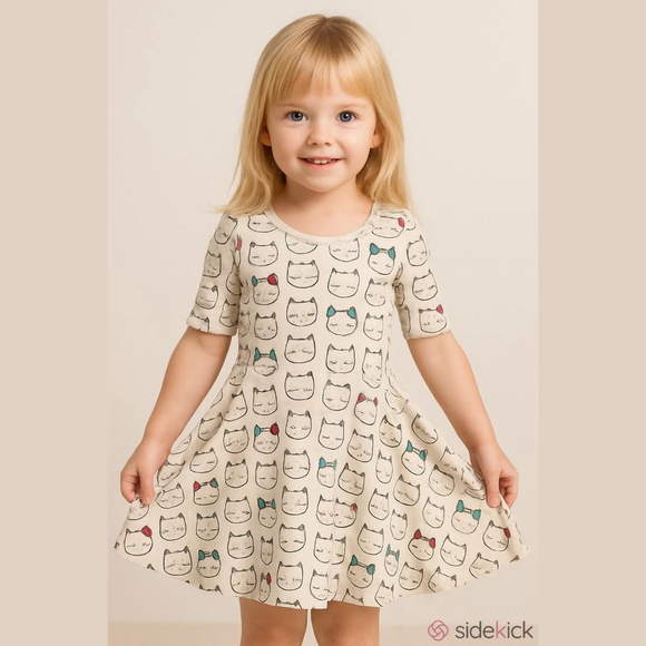 Jumping Beans Cat Print Dress, Girls Size 12 - Picture 1 of 7